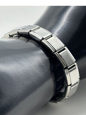 Vintage Manuel Zed Charm Bracelet Stainless Steel Expandable Links Puzzle Design